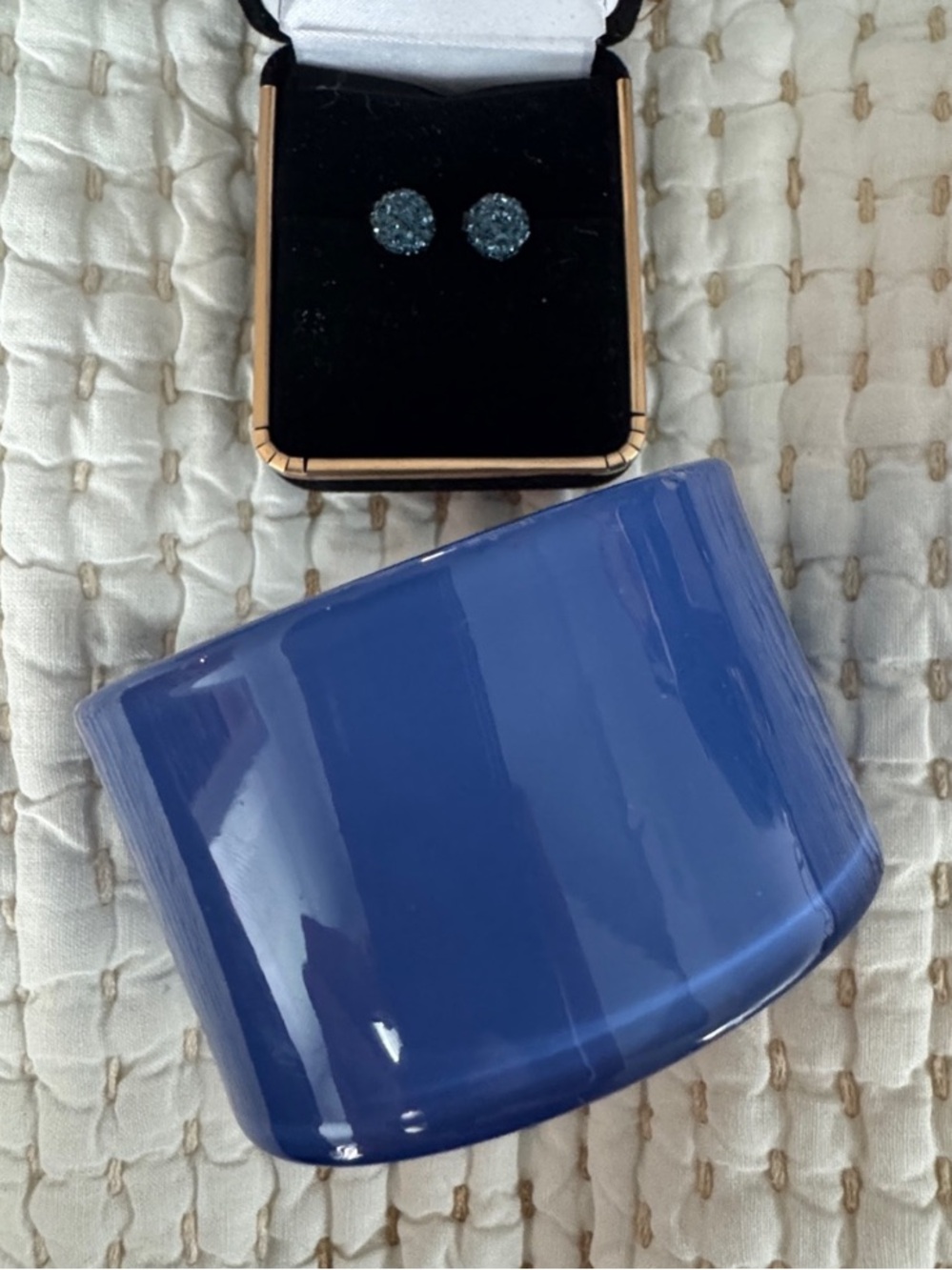Agatha Paris Set - Blue Druzy Stud Earrings w matching Agatha Paris bracelet